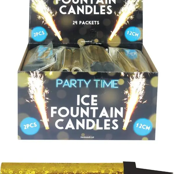 Henbrandt 24 x SILVER Ice Sparkling Fountain Candles (Packs of 2) - 48 Total.