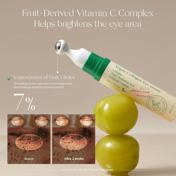 AXIS-Y Vegan Collagen Eye Serum - K Beauty Triple Hyaluronic Acid & Peptide Collagen Serum Improve Skin Elasticity, Reduce Fine Lines & Dark Circles - Vegan Korean Skin Care Eye Cream - 0.33 fl. oz.
